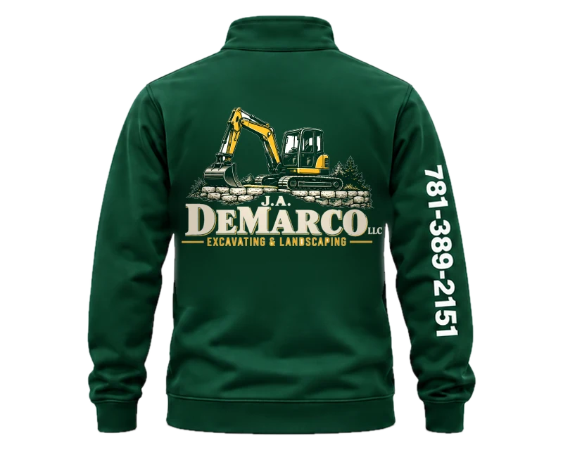 Company Logo Gear: quarter-zip, forest green, back