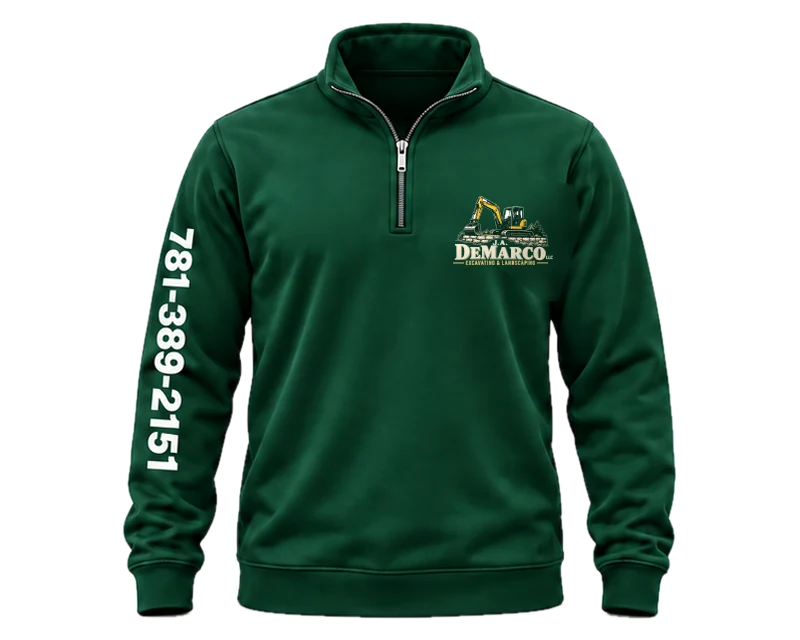 Company Logo Gear: quarter-zip, forest green, front