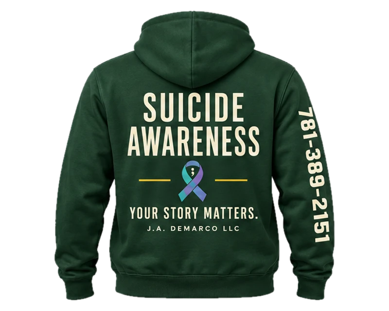 Suicide Awareness: hoodie, forest green, back