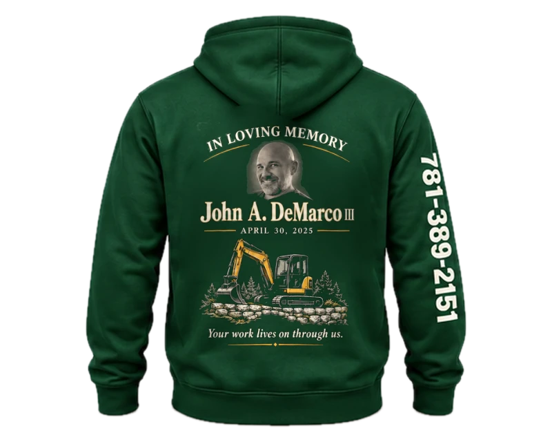 His Work Lives On: hoodie, forest green, back
