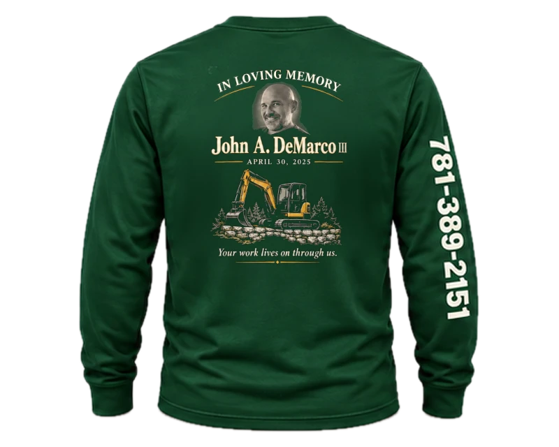 His Work Lives On: long sleeve, forest green, back