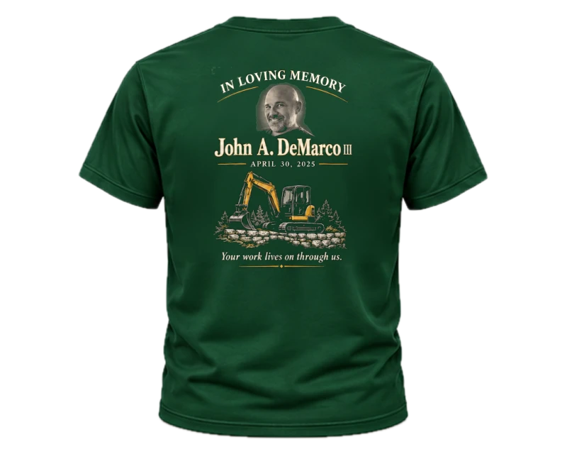 His Work Lives On: t-shirt, forest green, back