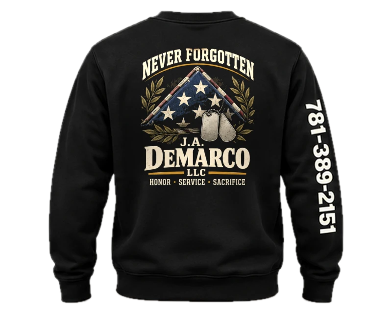 Never Forgotten: crewneck, black, back