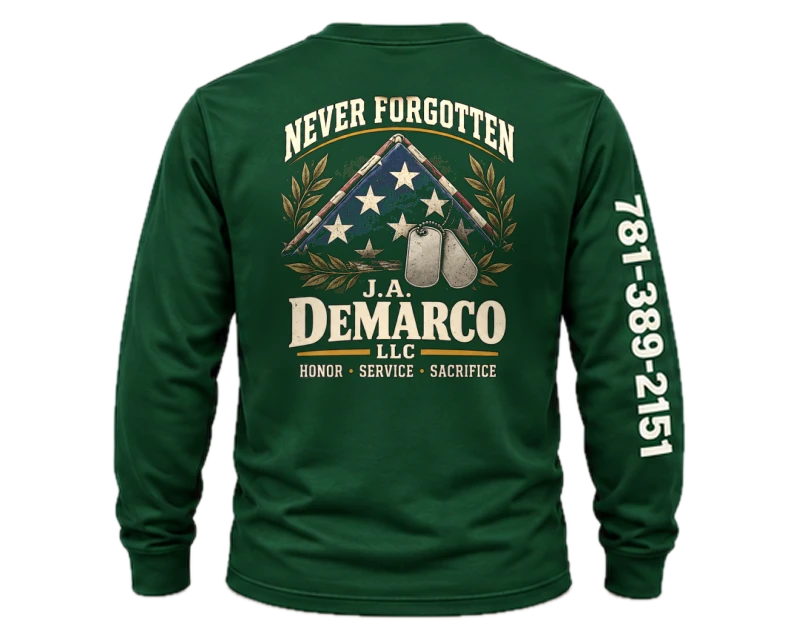 Never Forgotten: long sleeve, forest green, back