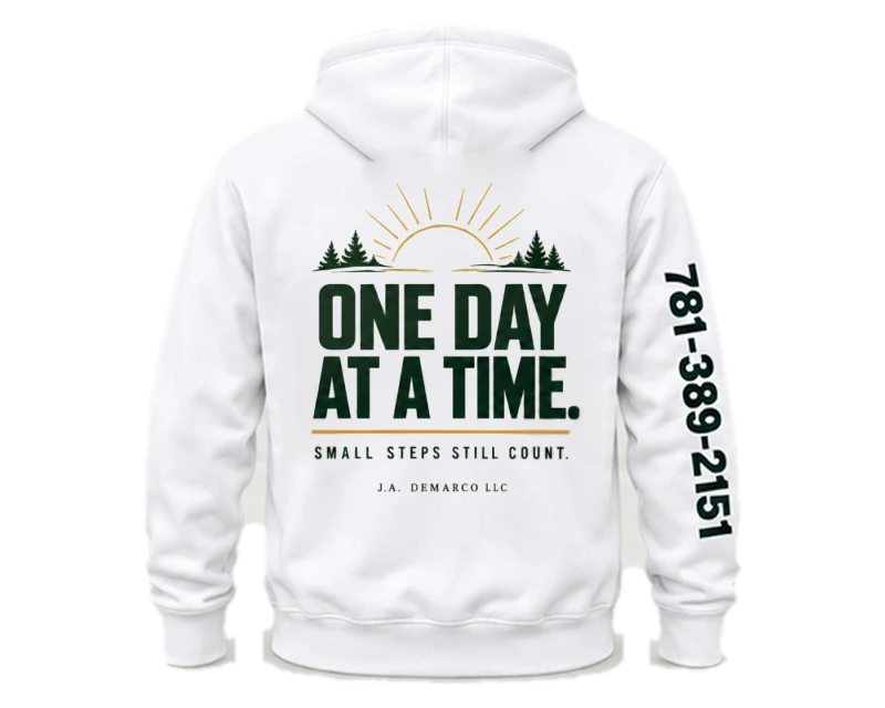 One Day at a Time: hoodie, white, back