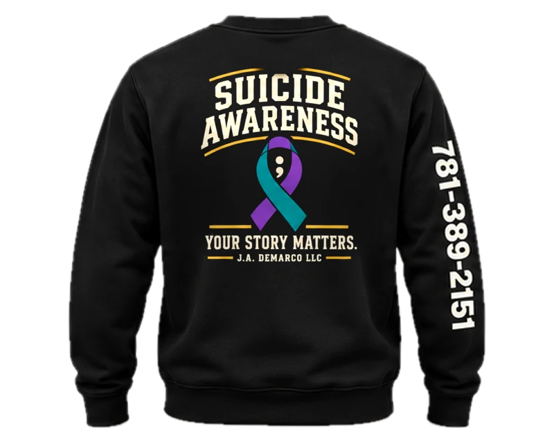 Suicide Awareness: crewneck, black, back